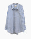 Oversized Button Front Shirt Striped Blue