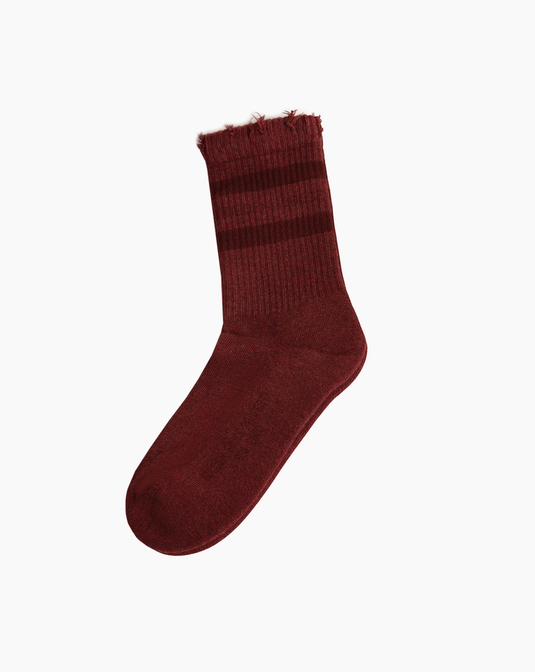High Ribbed Distressed Socks Wine