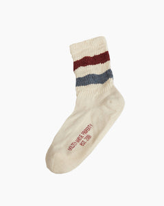 High Ribbed Distressed Socks White