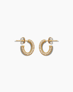 Stoned Hoop Earring Mini Gold Crystals