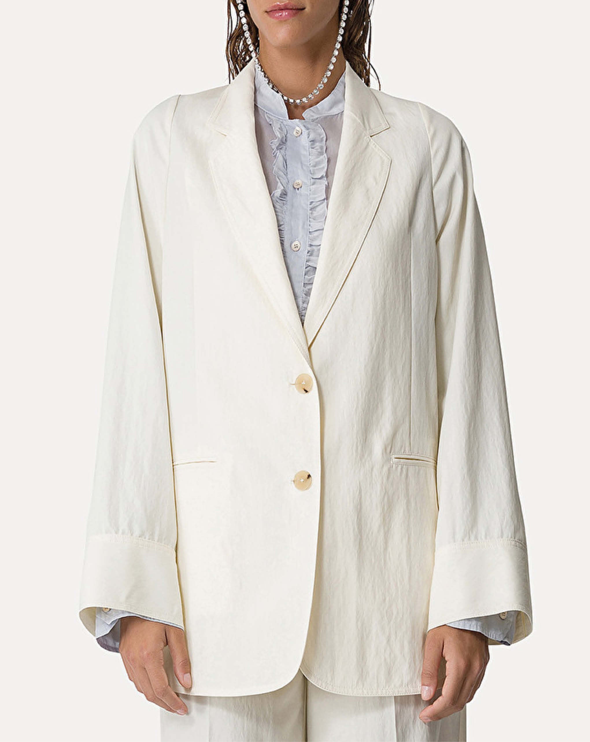 Washed Denim Fitted Blazer
