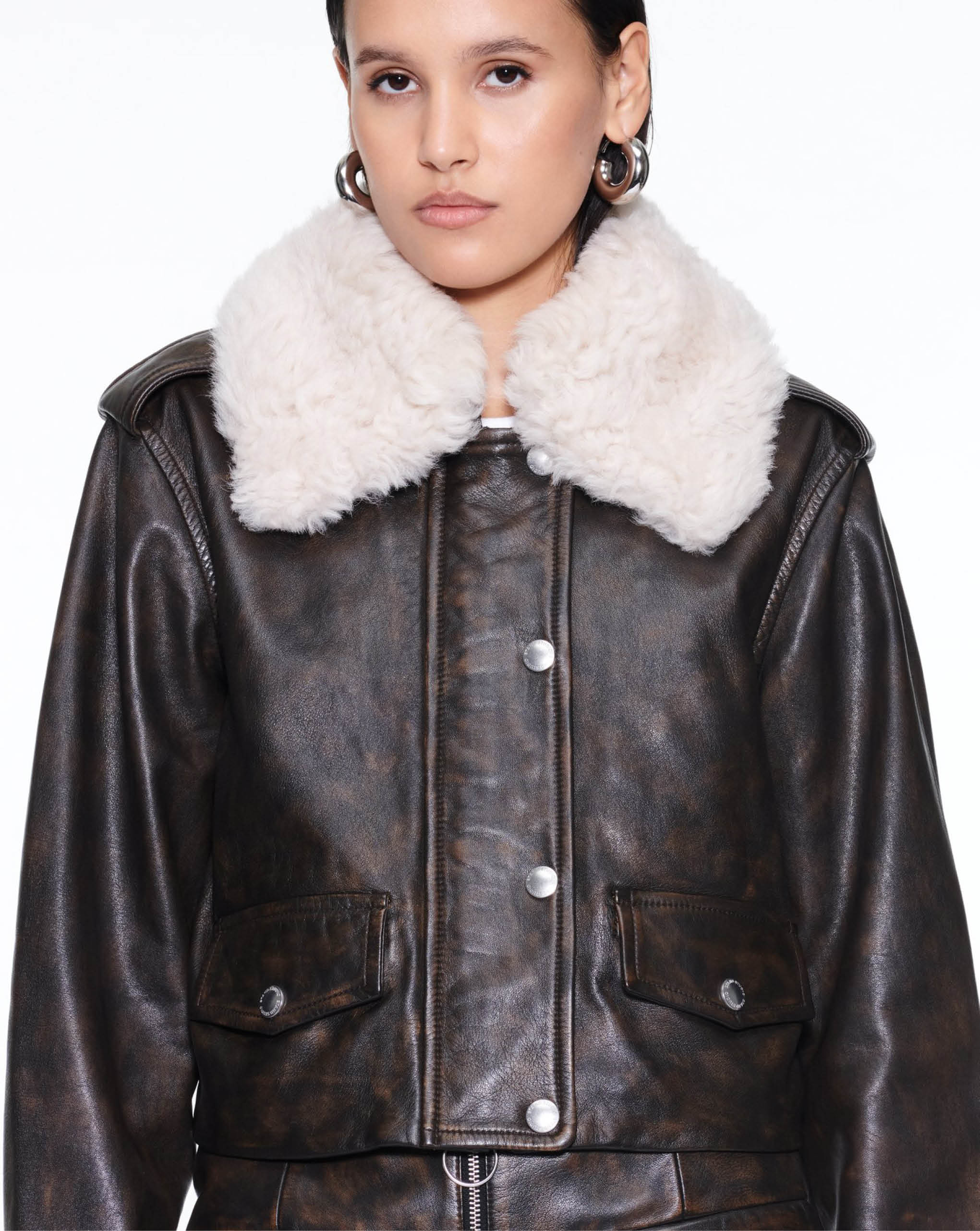 Morgan Cropped Leather Jacket