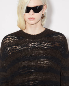 Distressed Stripe Jumper Charcoal