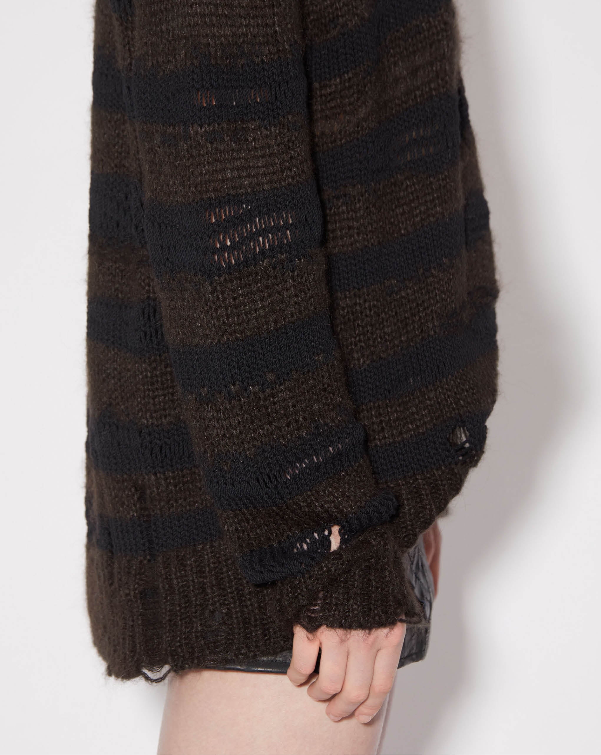 Distressed Stripe Jumper Charcoal