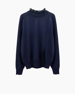 Ruffled (Removable) Collar Knit Navy