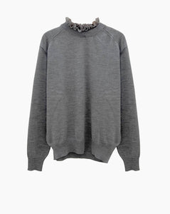 Ruffled (Removable) Collar Knit Grey