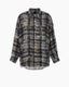 Shredded Shirt Black Plaid White Splatter