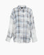 Shredded Seam Drop Neck Shirt Bleached Plaid