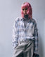 Shredded Seam Drop Neck Shirt Bleached Plaid