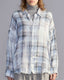 Shredded Seam Drop Neck Shirt Bleached Plaid