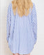 Oversized Button Front Shirt Striped Blue