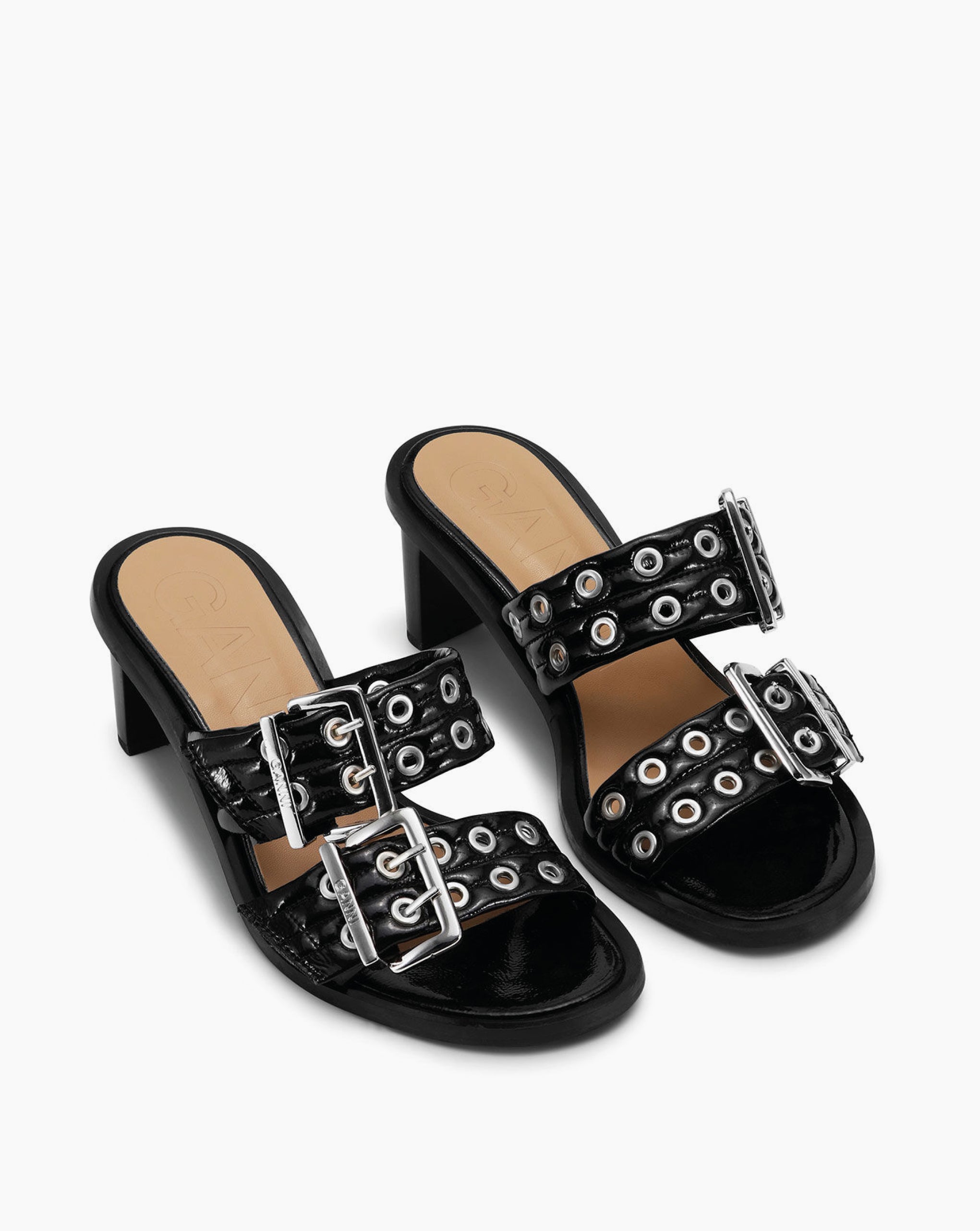Glossy Wide Welt Buckle Ballerina Red