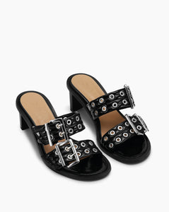 Glossy Wide Welt Buckle Ballerina Red