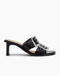 Glossy Wide Welt Buckle Ballerina Red
