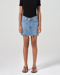 Laminated Velvet Mini Skirt