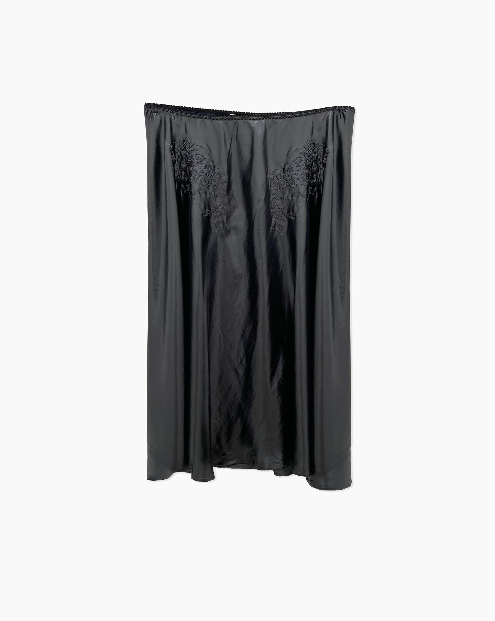 Laminated Floral Skirt Black