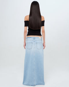 Laminated Floral Skirt Black