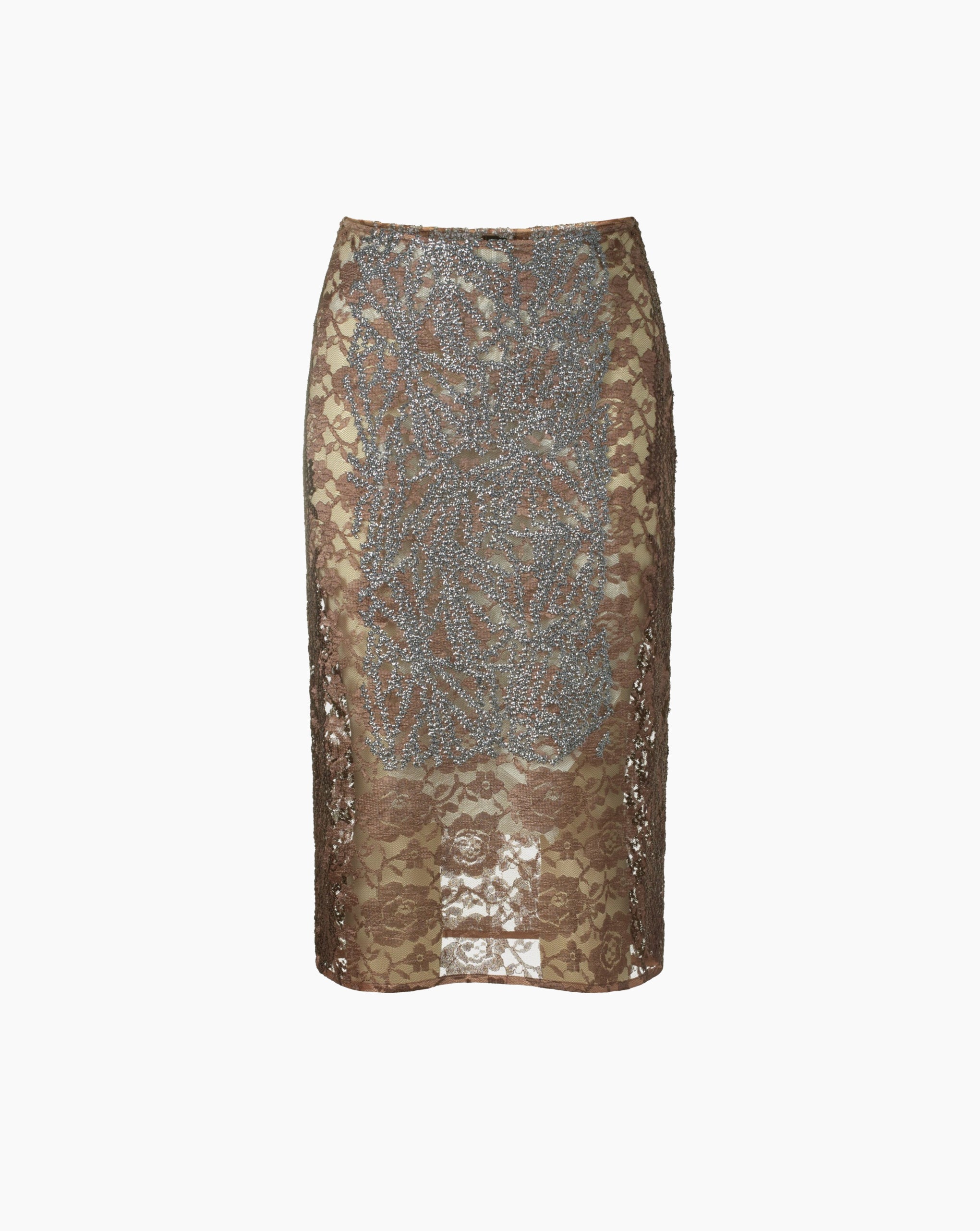 Laminated Floral Skirt Black