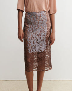 Laminated Floral Skirt Black