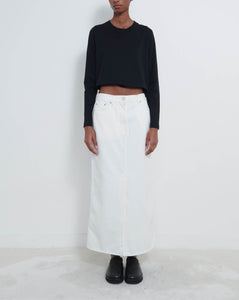 Rona Denim Long Skirt Ivory
