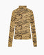 Tiger Print Jersey Turtleneck