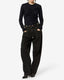 Delesa Flannel Jersey Top Black