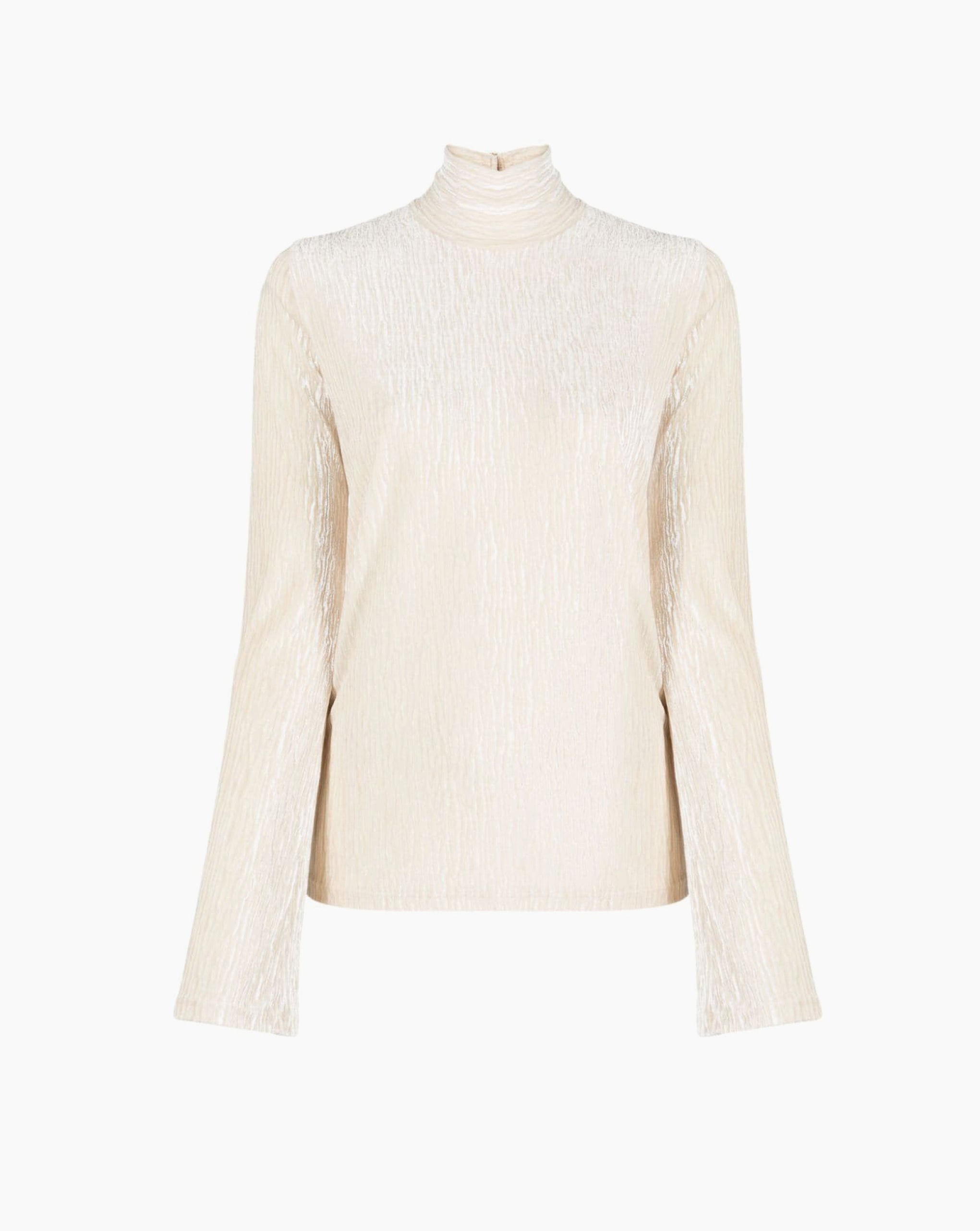 Velvet Turtleneck Top Ivory