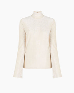 Velvet Turtleneck Top Ivory