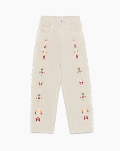 Velvet Flared Pants Ivory