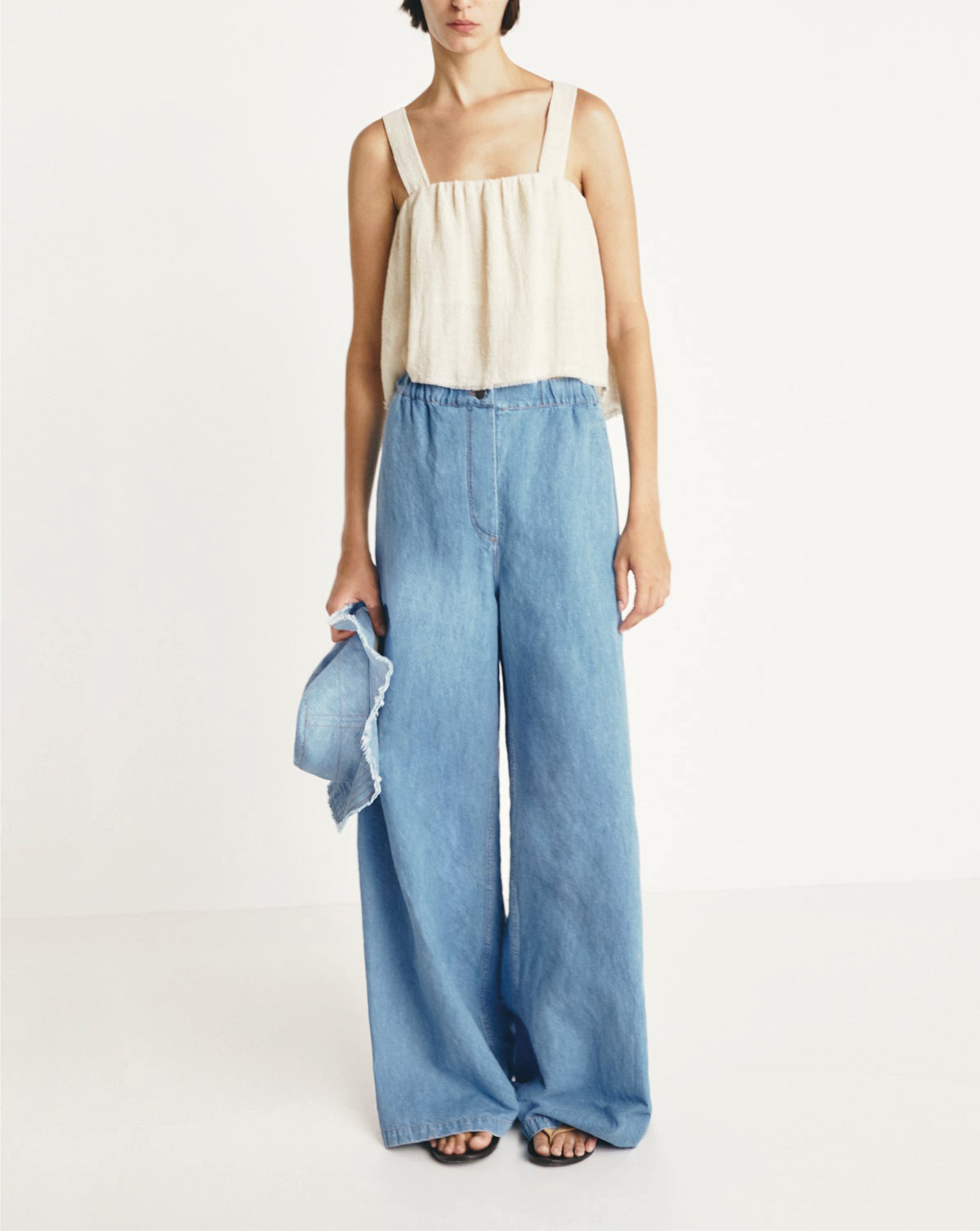 Double Pleat Wide Leg Pants Grey