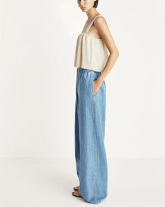 Double Pleat Wide Leg Pants Grey