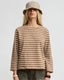 Boatneck Tee Striped Light Brown White