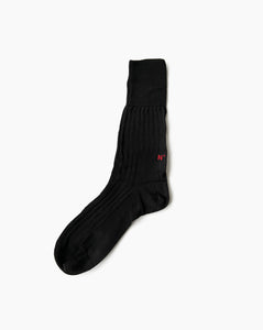 Ribbed Logo Socks Black Red