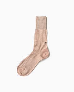 Ribbed Logo Socks Nude