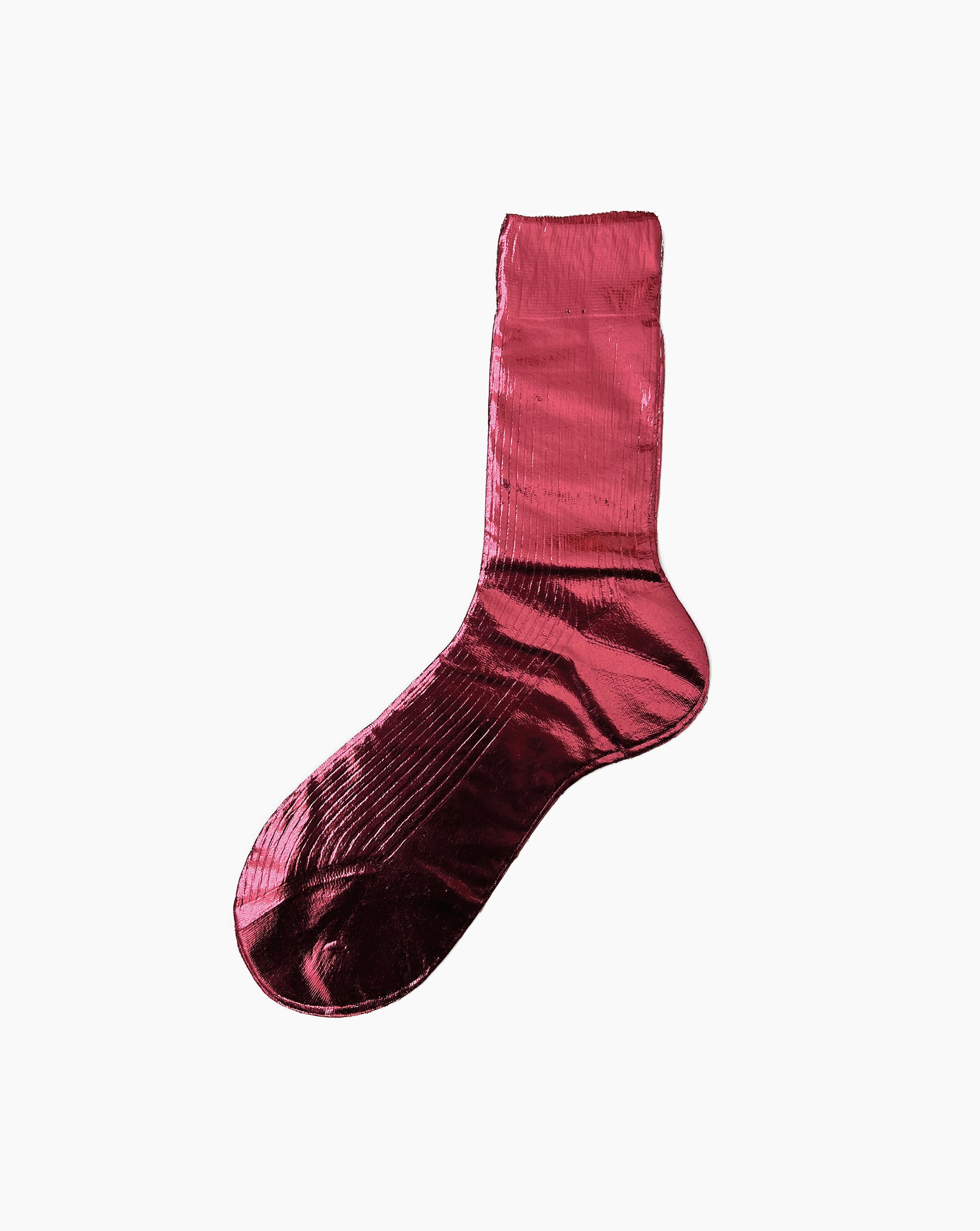 Ribbed Laminated Socks Rose Antico