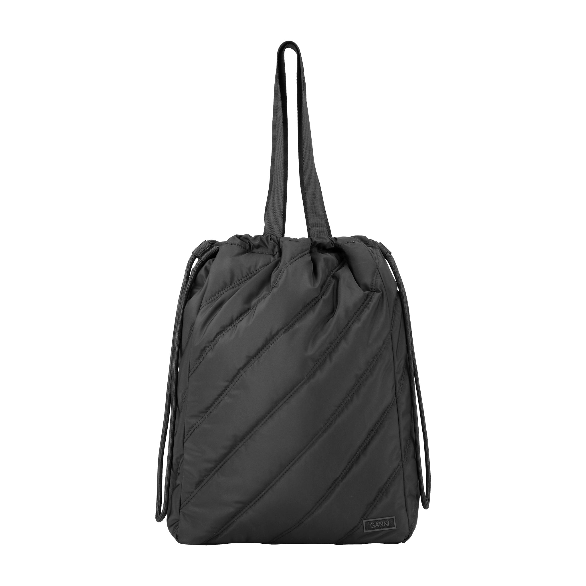 Drawstring Padded Tote Bag Black