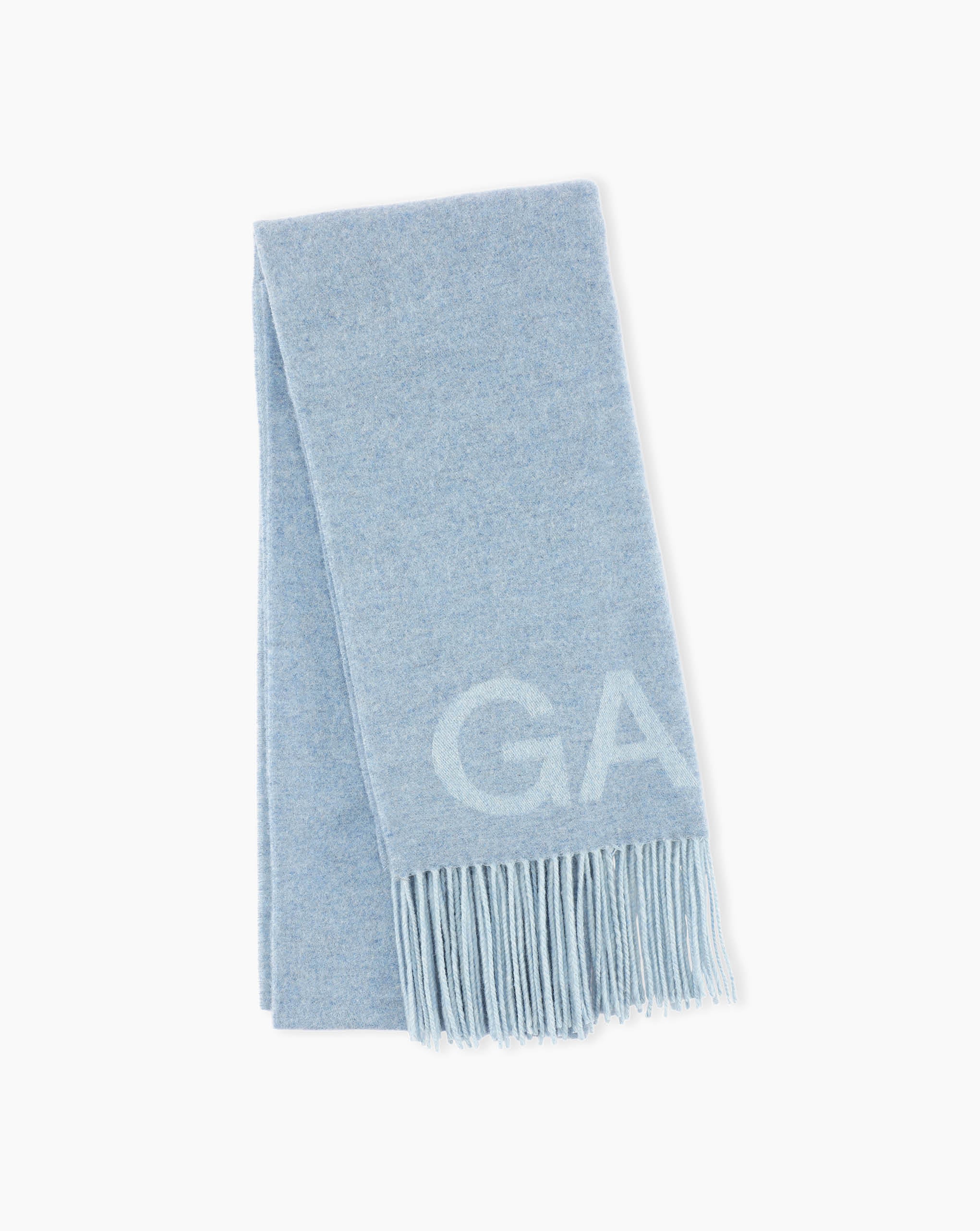 Recycled Wool Fringe Scarf Blue