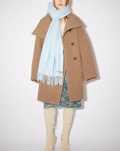 Fringe Wool Scarf Light Blue