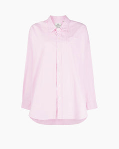 Oversized Button Front Shirt Striped Pink