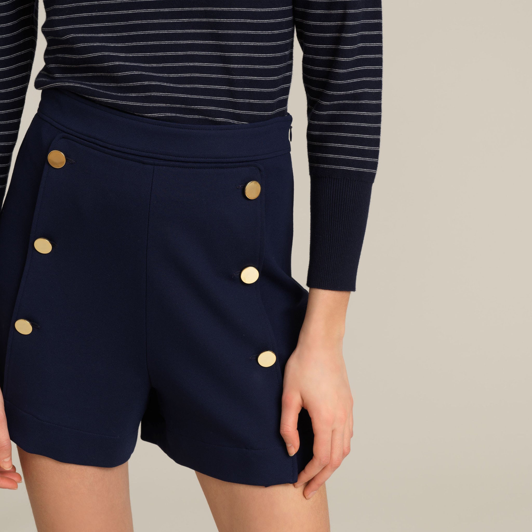 High-Waisted Buttoned Shorts