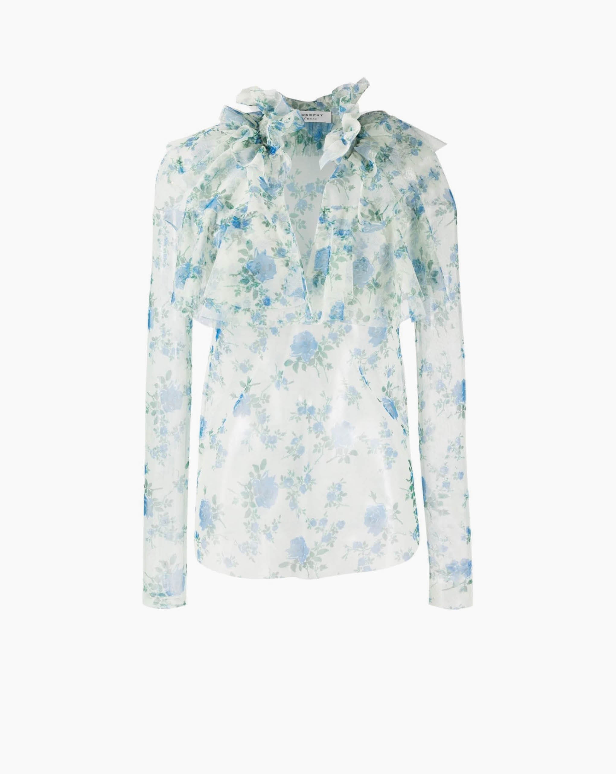 Printed Tulle Top White
