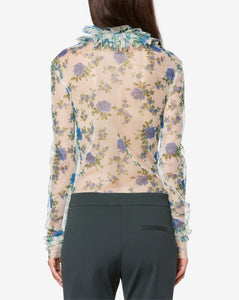 Printed Tulle Top White
