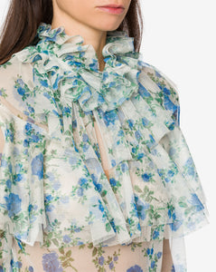Printed Tulle Top White